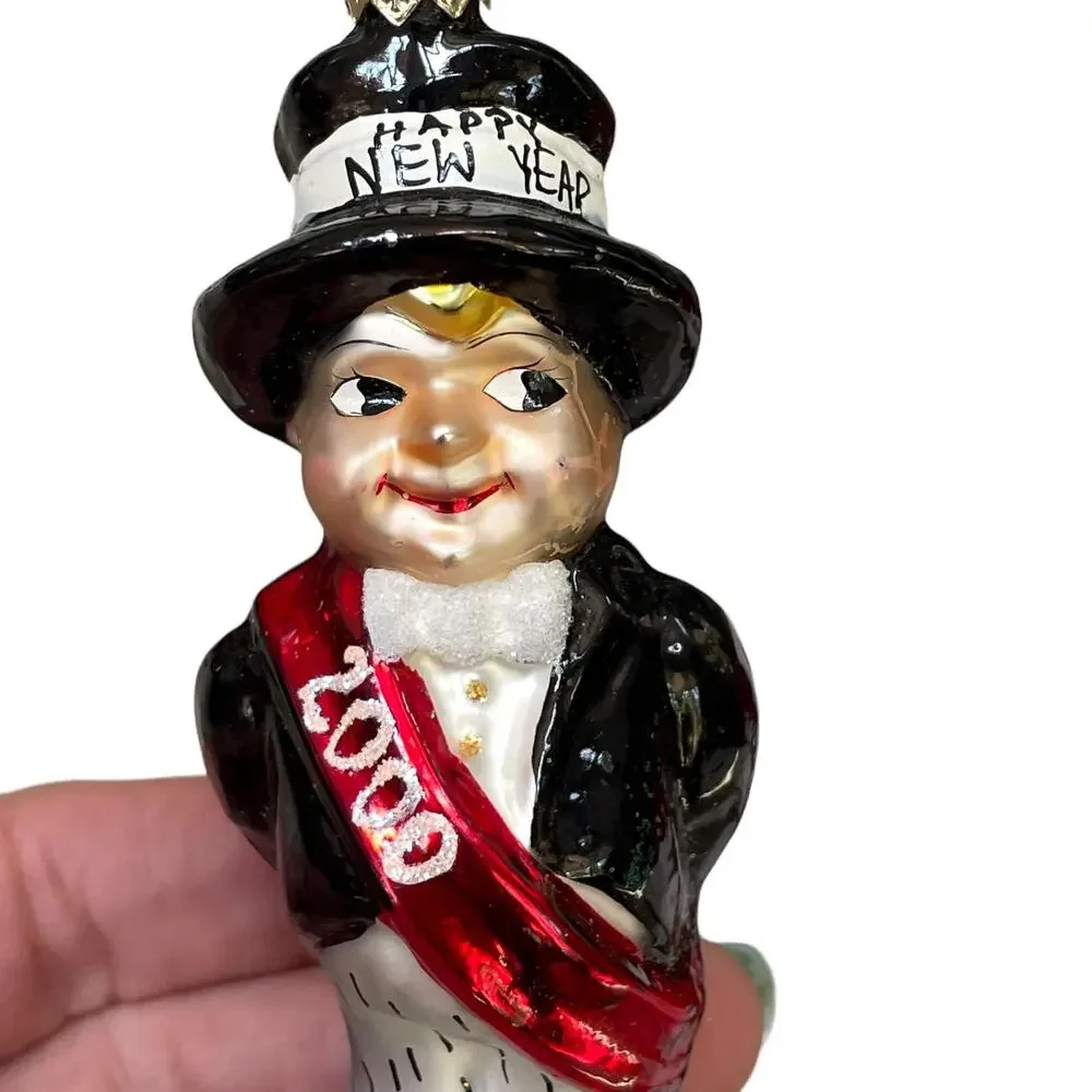 Christopher Radko Happy New Year 2000 Glass Ornament Christmas Mercury READ